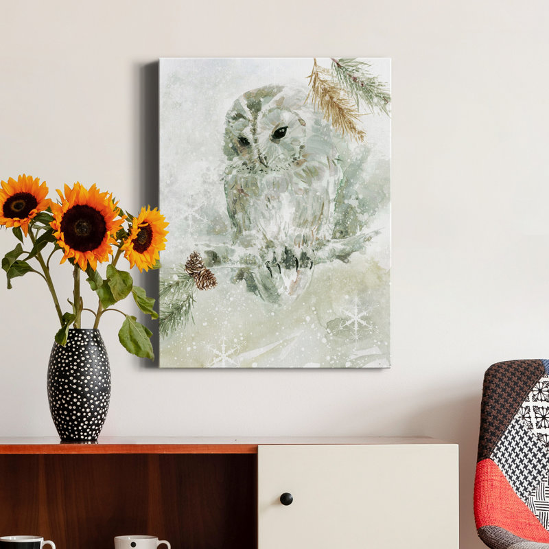 «Winter Lodge Owl» par Carol Robinson, reproduction d'art sur toile tendue, H 12 po x l 8 po x P 1 po