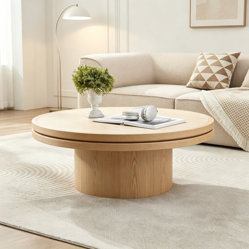 Table basse ronde avec base robuste, Natural