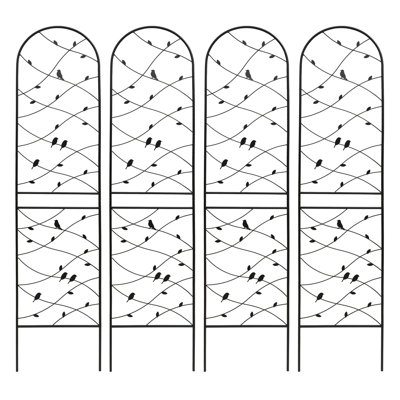 4 Pack Metal Garden Trellis 86.7" X 19.7" Rustproof Trellis For Climbing Plants Outdoor Flower Support Bird Deco