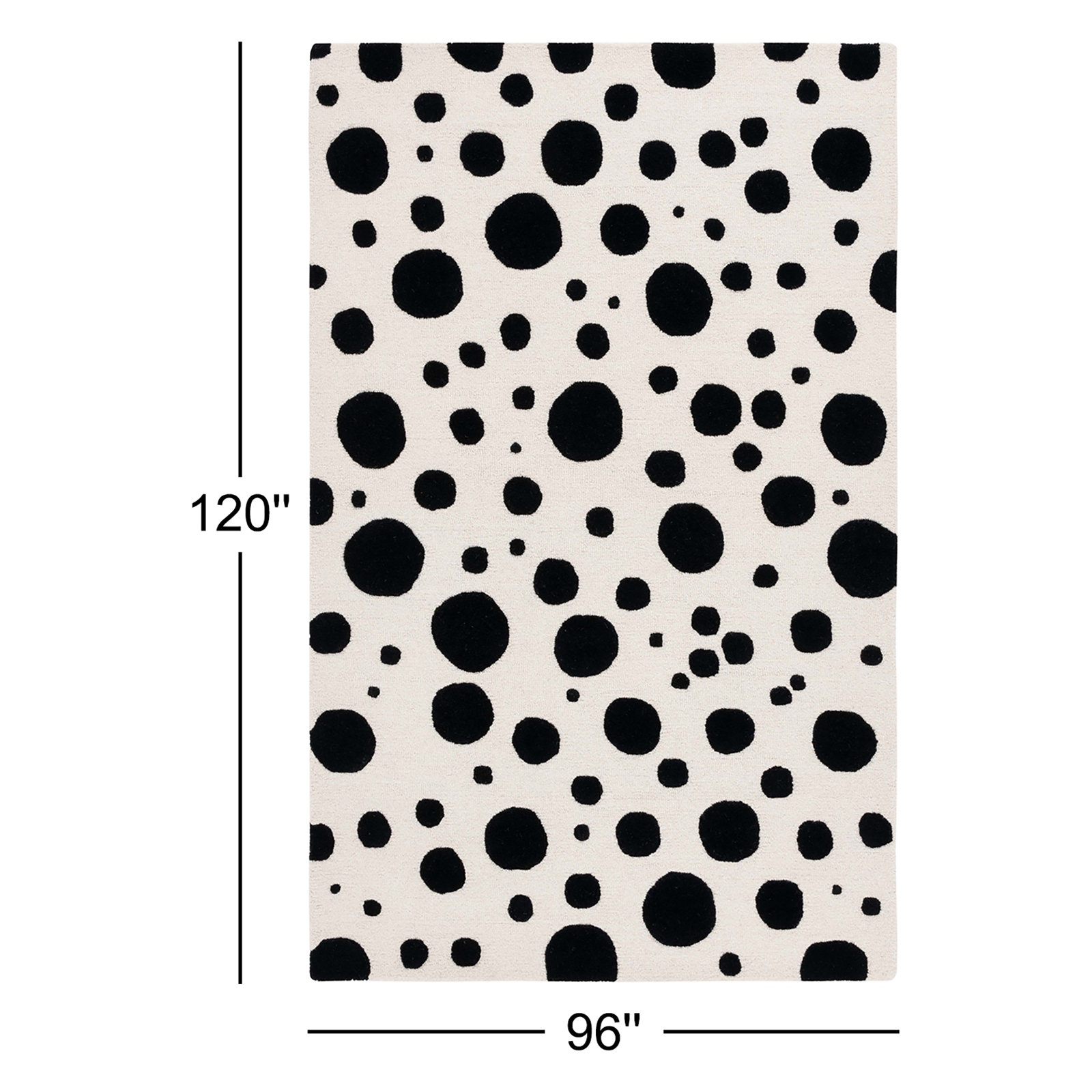 Camey Ivory Black Hand-Tufted Rug, Rectangle 8' x 10'