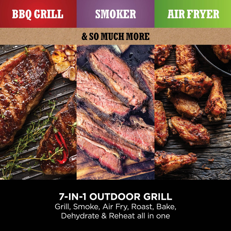 NINJA Woodfire OG703UK Outdoor Electric BBQ Grill & Smoker with Cover - Black