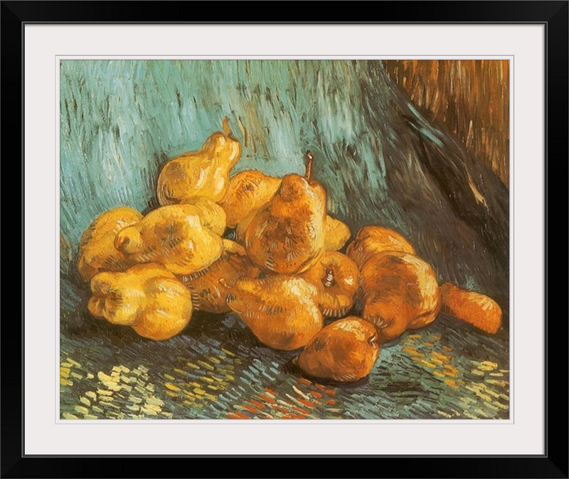 «Pile of Pears» par Vincent Van Gogh - reproduction, H 20 po x l 23 po x P 1 po, Cadre noir