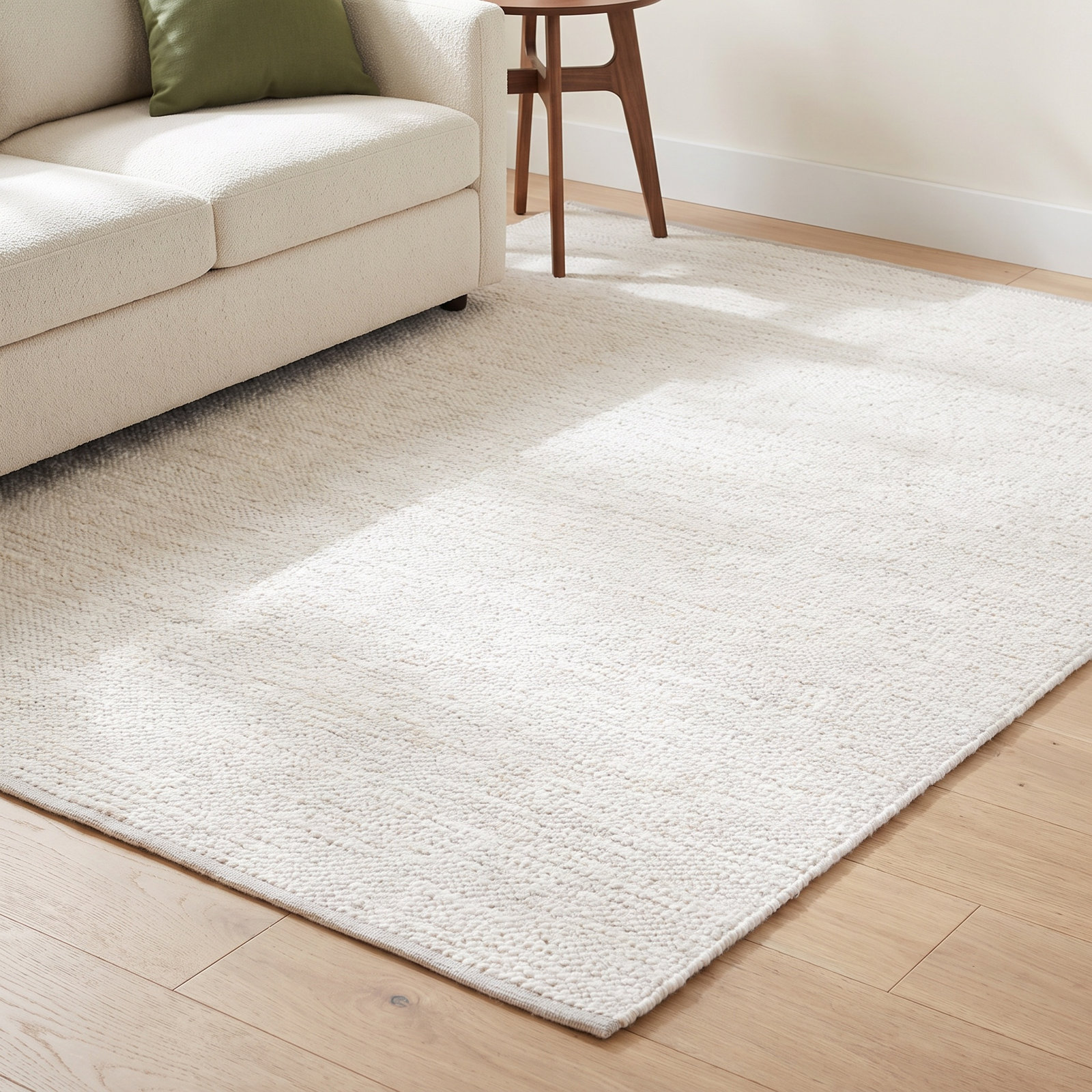 Garret Ivory Beige Hand-Woven Flatweave Rug, Rectangle 5' x 8'