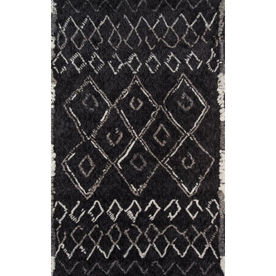Tapis noir tissé à la machine Jewel Southwestern