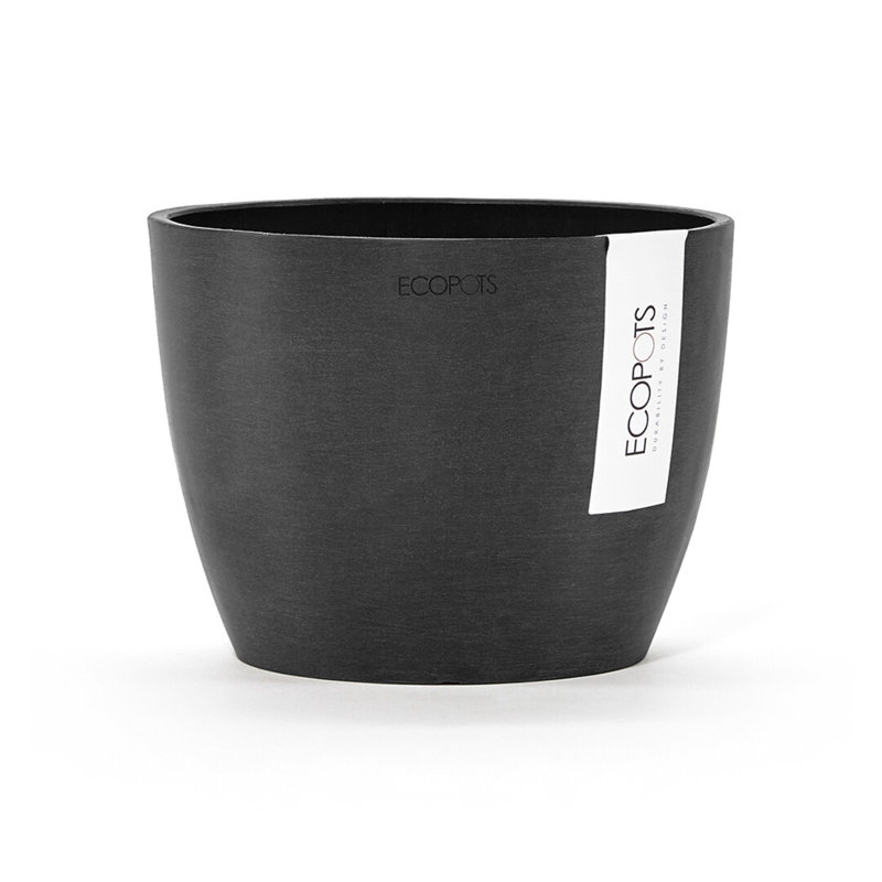 Ecopots Stockholm Indoor/Outdoor Modern Recycled Plastic Flower Pot Planter, Dark Gray, 5" H x 6" W x 6" D
