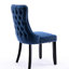 Chaises de salle à manger rembourrées en velours bleu, pieds en bois massif, garniture de surpiqûres, élégant et fauteuil, tissu de velours, décor moderne
