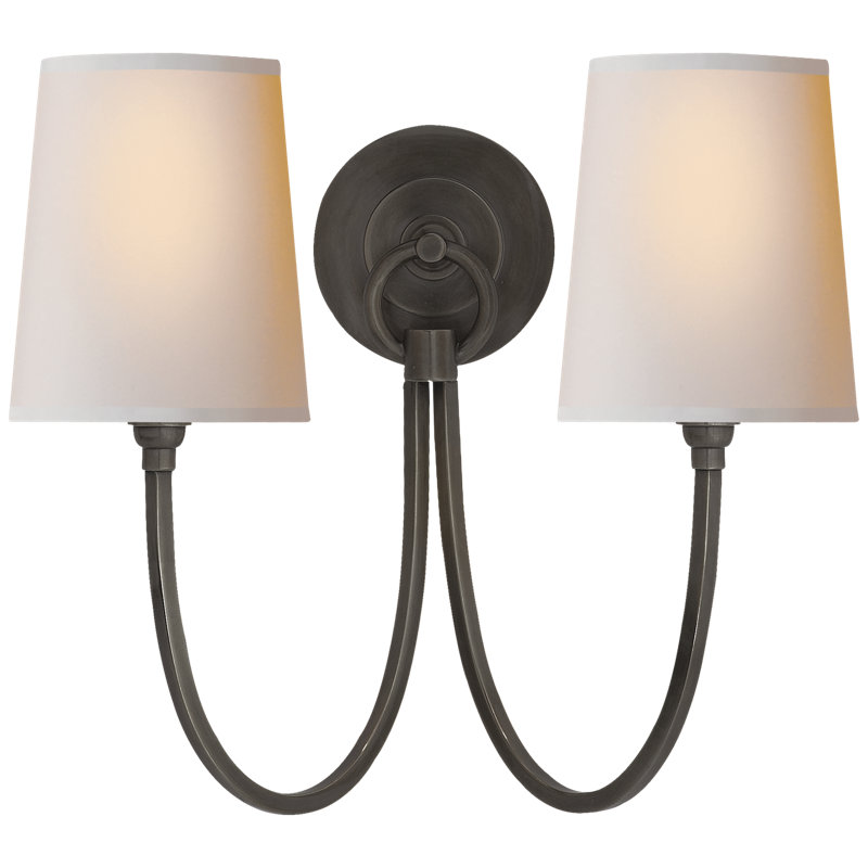 Thomas O'Brien Reed Double Sconce, Bronze, Fabric