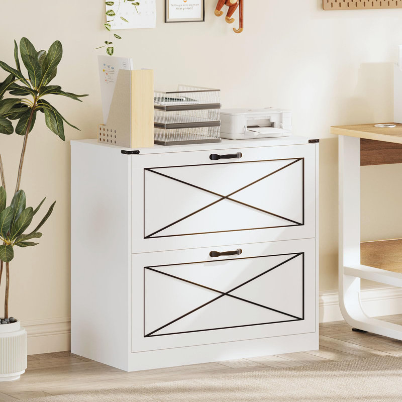 Farmhouse File Cabinet With 2 Drawers, White