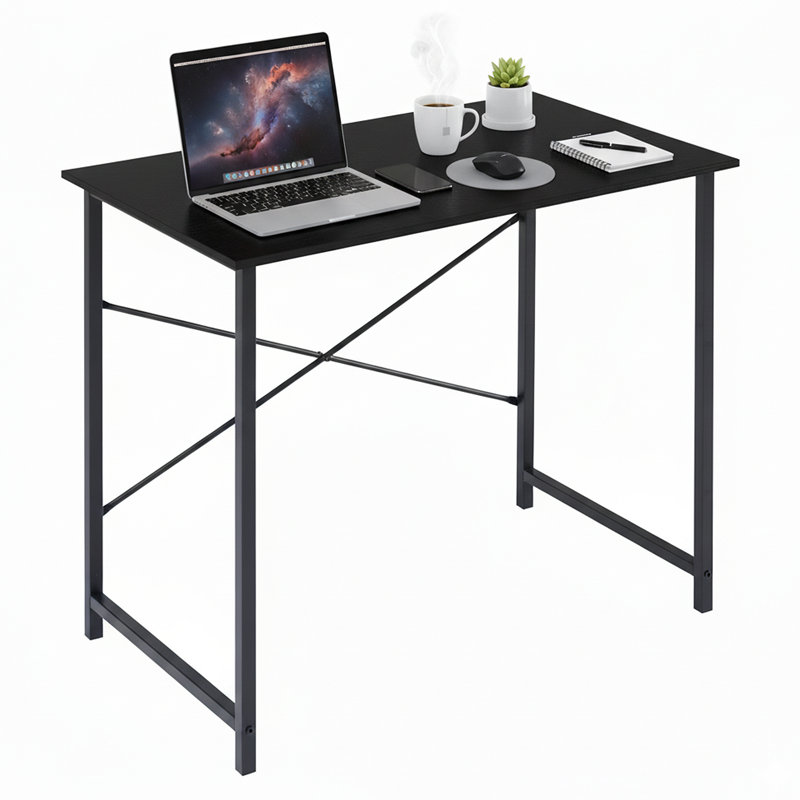 Table d'ordinateur avec bureau en métal, Noir