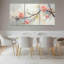 Ensemble de 3 tableaux sur toile représentant des branches de roses roses, pour la décoration du salon et de la chambre.-10016051