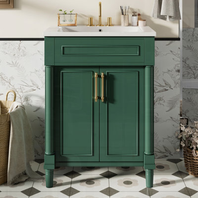 Meuble-lavabo moderne avec lavabo et portes en céramique intégrés