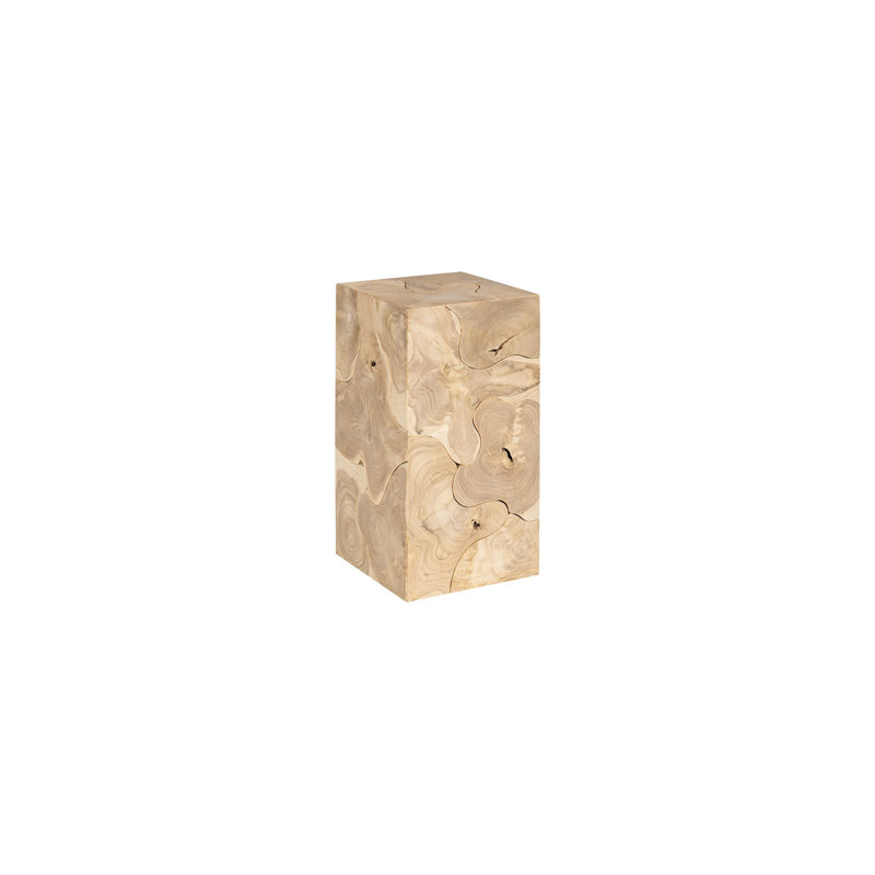 Teak Slice Pedestal, Square, Bleached, 24" H x 12" W x 12" D