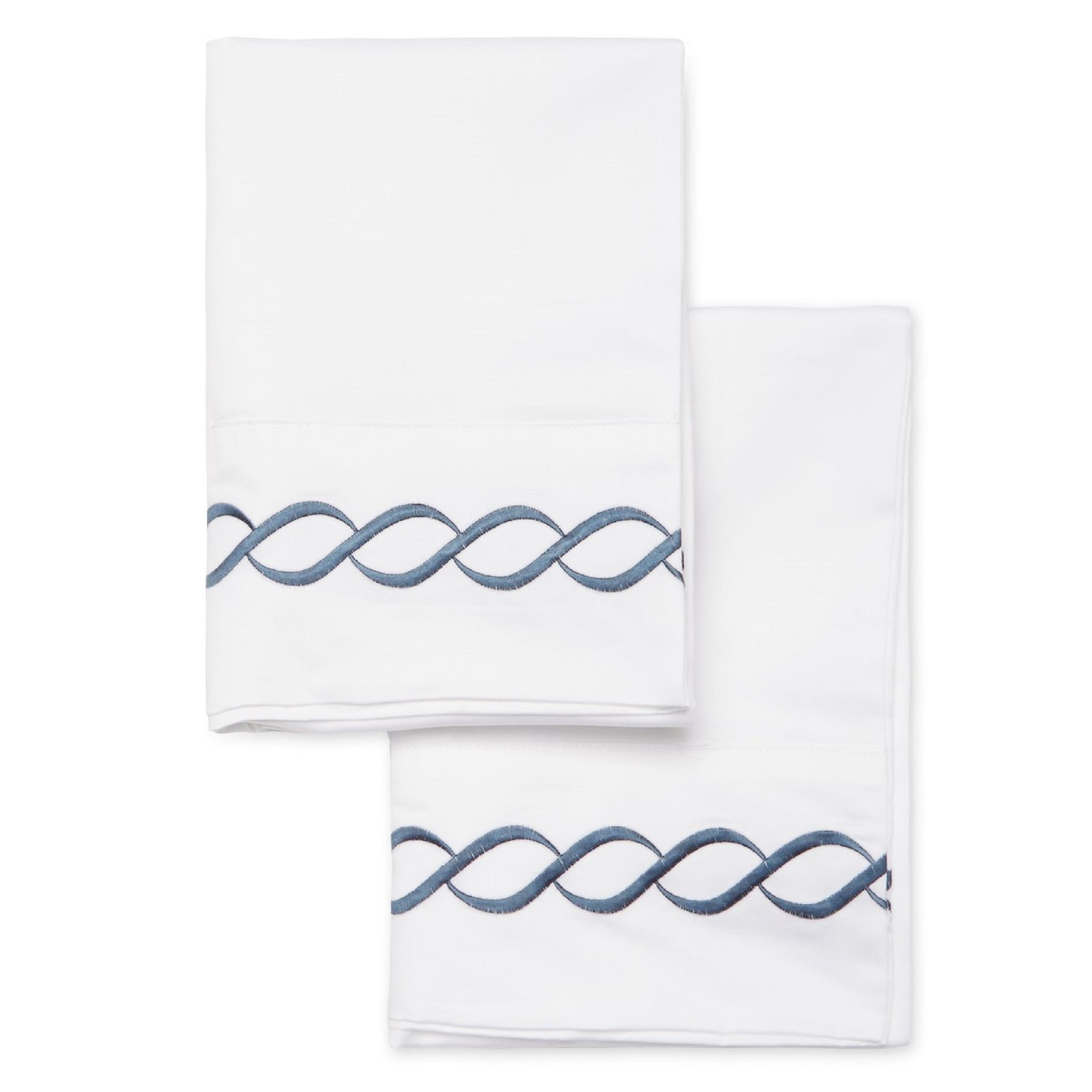 Calissa Cotton Pillowcase, King Pillowcase, White/Navy