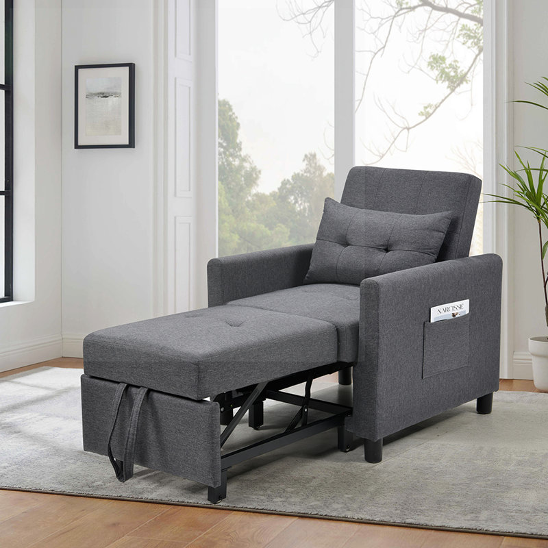 Canapé à accoudoirs arrondis 27,5 po Ilicia, Mélange de lin gris