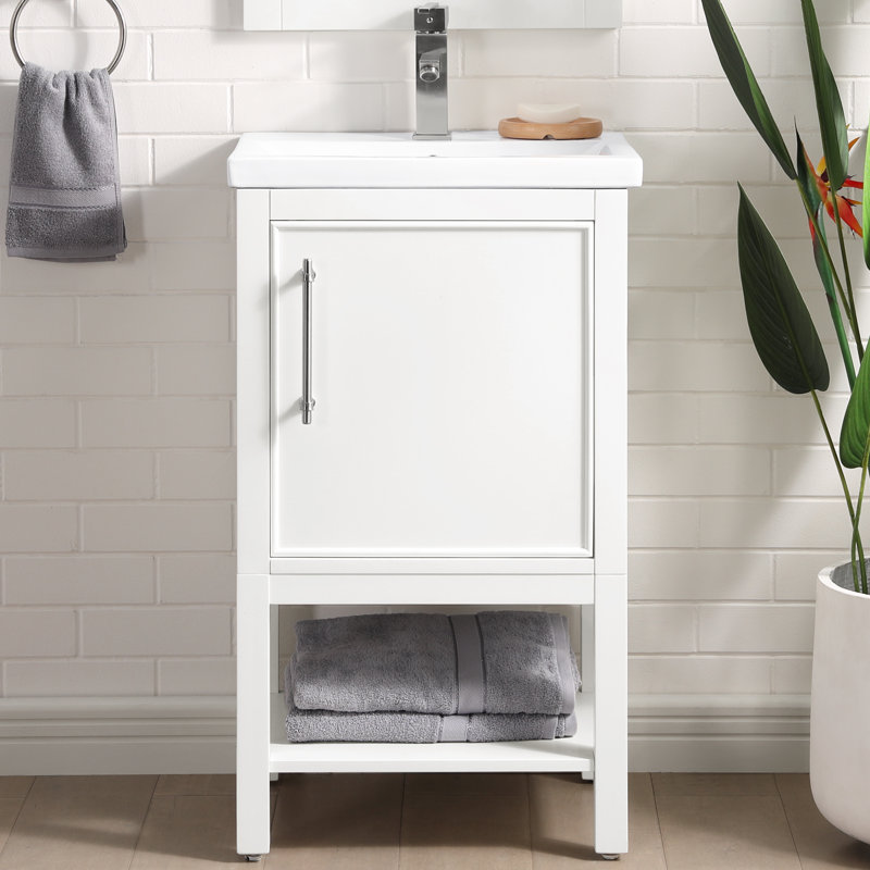 Ensemble de meuble-lavabo simple 20 po Jewell, Blanc / nickel brossé