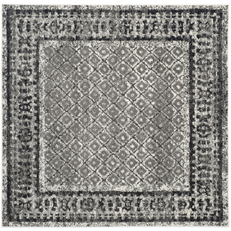 Tapis gris / noir Bonilla, Carré 4 pi