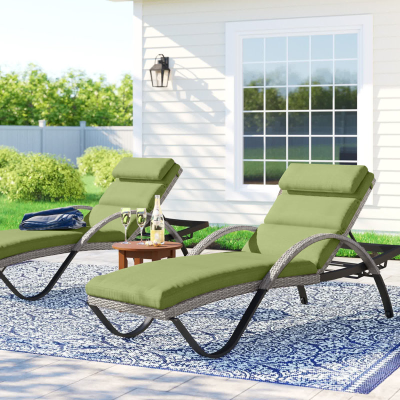 Fionnula Aluminum Patio Chaise Lounge Set with Cushions, Canvas Ginkgo Sunbrella® Canvas