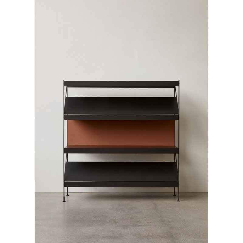 Zet Bookcase, (4 Shelves) 62.2" H x 60.2" W x 15.7" D, Black Oak