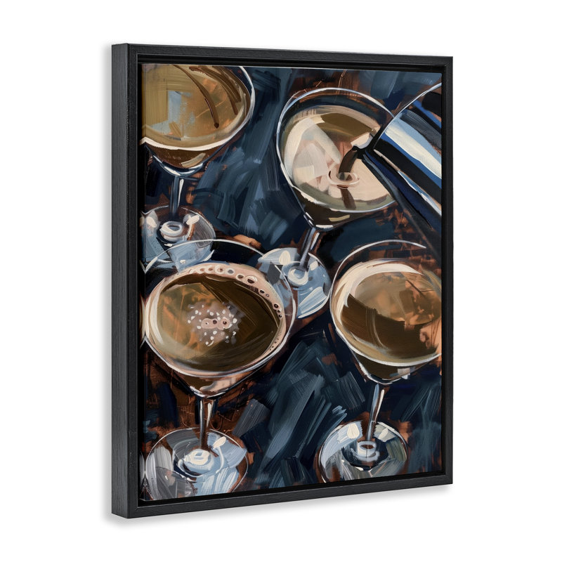  Pouring Espresso Martini Canvas Wall Art by LSR Design Studio, H 31 po x l 25 po, Cadre flottant noir de jais