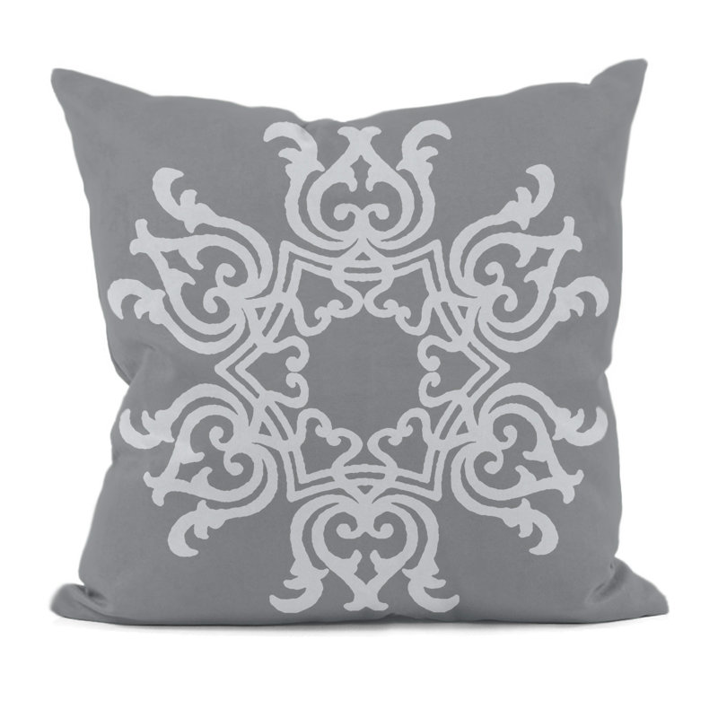 Embroidered Reversible Throw Pillow, 18" H x 18" W, Gray