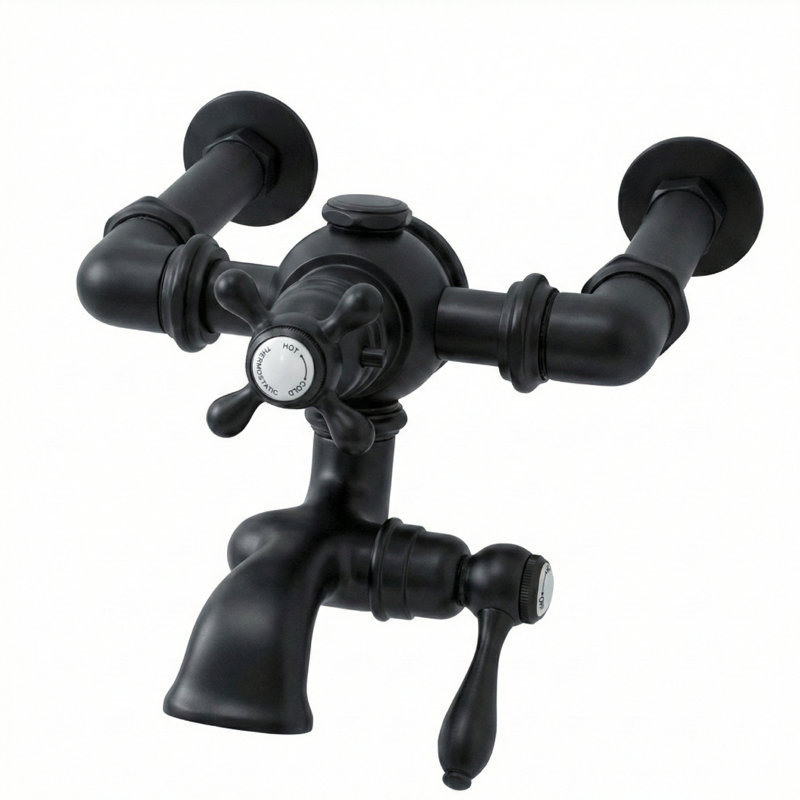 Thermostatic Wall Mount Tub Filler Faucet, Satin Black