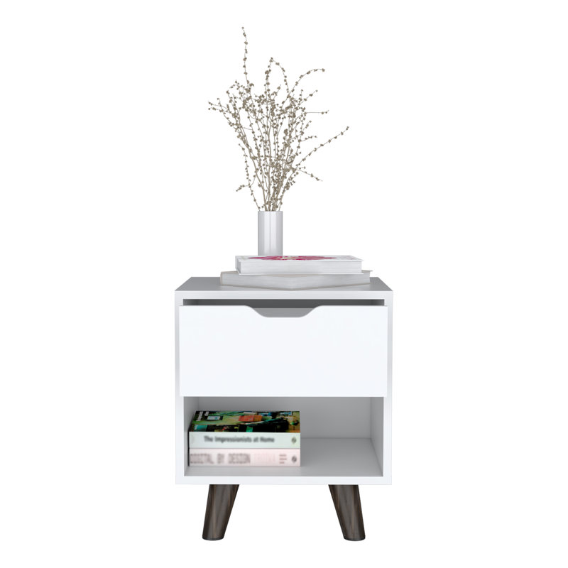 Table de chevet 1 tablette de rangement ouverte 1 pieds en bois