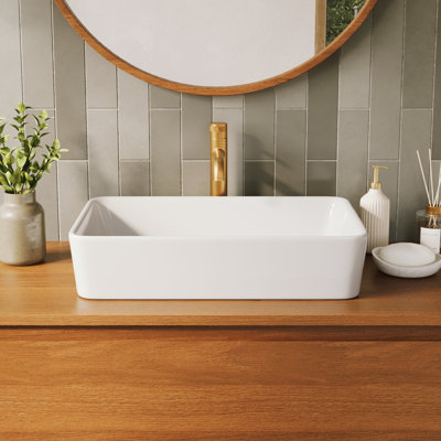 Lavabo de salle de bain vasque rectangulaire en céramique 23,63 "x 14,96" DeerValley