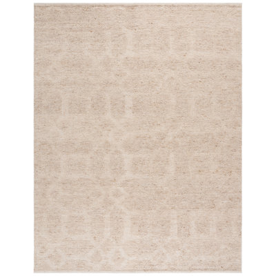 Tibetan 552 Hand Knotted Wool/Cotton Geometric Rug in Ivory/Beige