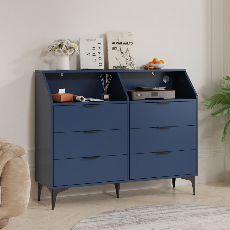 6 Drawer Dresser With Led Light, Chest Of Drawers With Charging Station, Wooden Dressers For Bedroom, Living Room, Entryway, Hallway