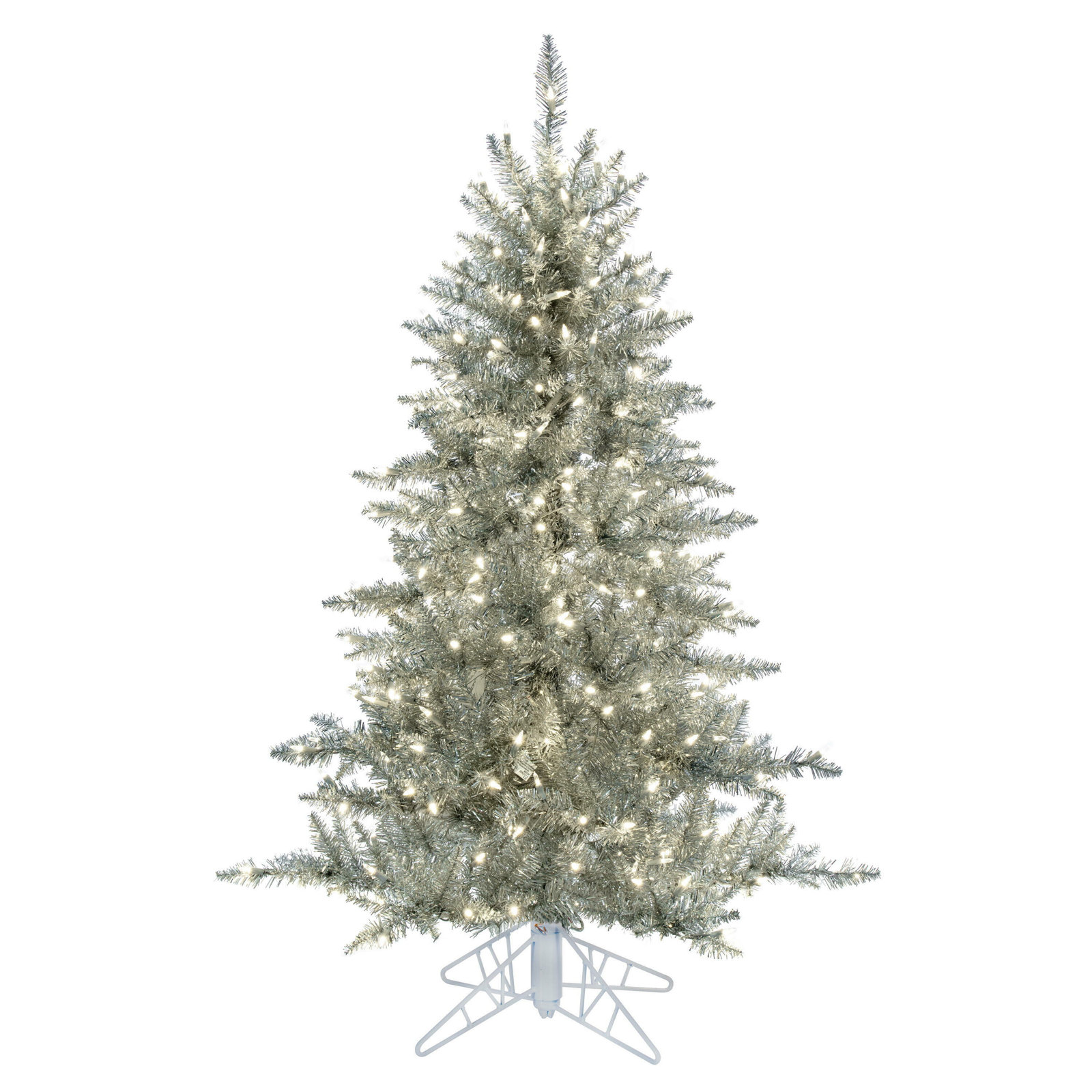 Silver 6.5' Pre-Lit Fir Christmas Tree, 4.5'