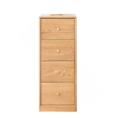 Oak Bedside Table Storage Cabinet For Living Room - Free-Standing Corner Cabinets Storage Table-Four Drawers