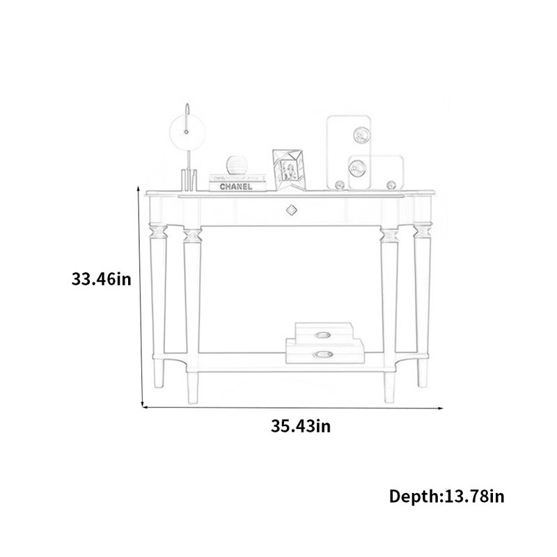 Table d'entrée de style américain de luxe minimaliste, H 33,46 po x l 35,43 po x P 13,78 po