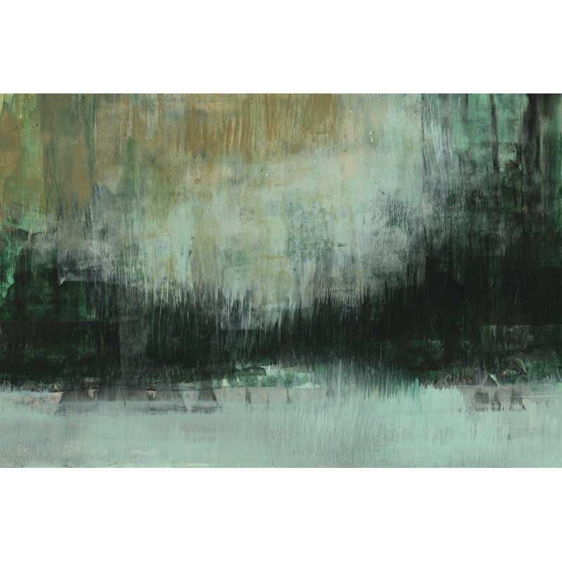 Emerald Grotto II - Painting, 81 cm H x 122 cm W, Black Floater Framed