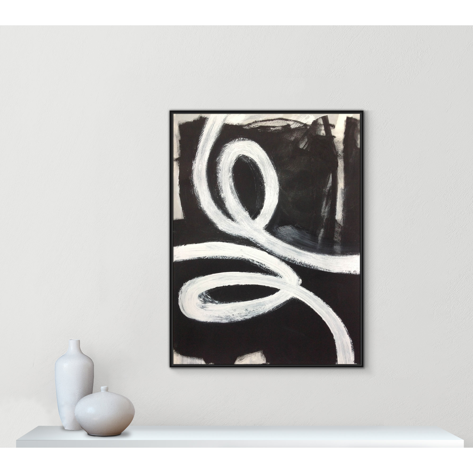 Ansonia Swirly Swirls I by , No, Black Floater Framed, 49.5" H x 37.5" W x 2" D