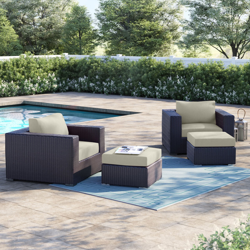Convene 4 Piece Outdoor Patio Sectional Set, Beige