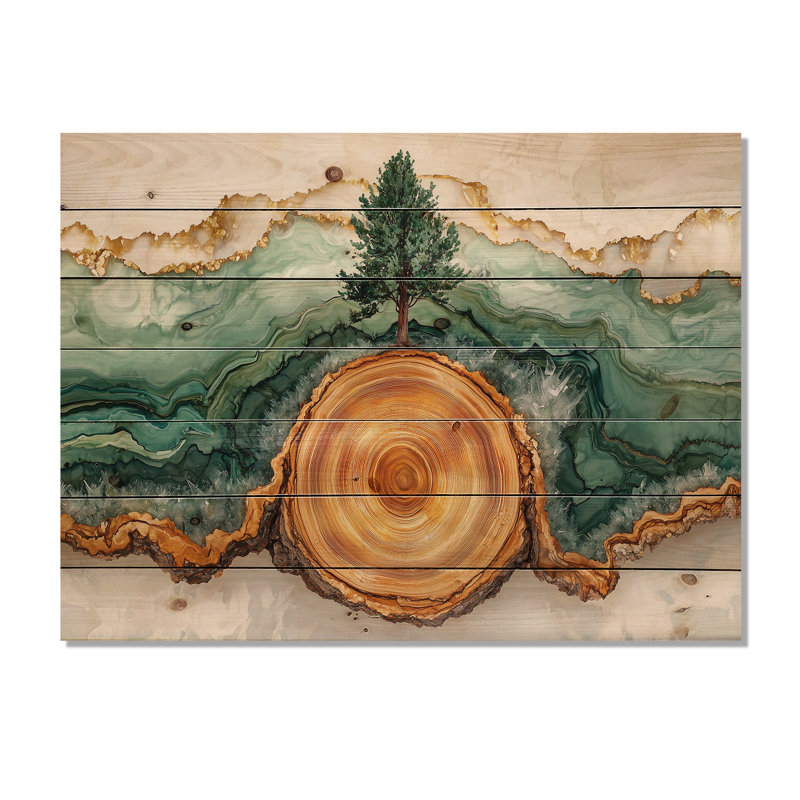 Wood Forest Of Pine Tree Landscape - Forest Wood Wall Decor - On Natural Pine Wood, 30" H x 40" W x 0.78" D