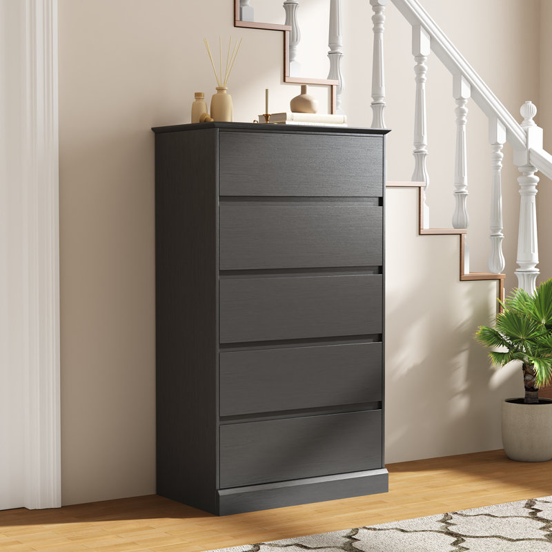 Dornisha Modern Tall Storage Chest Of Drawers, Black