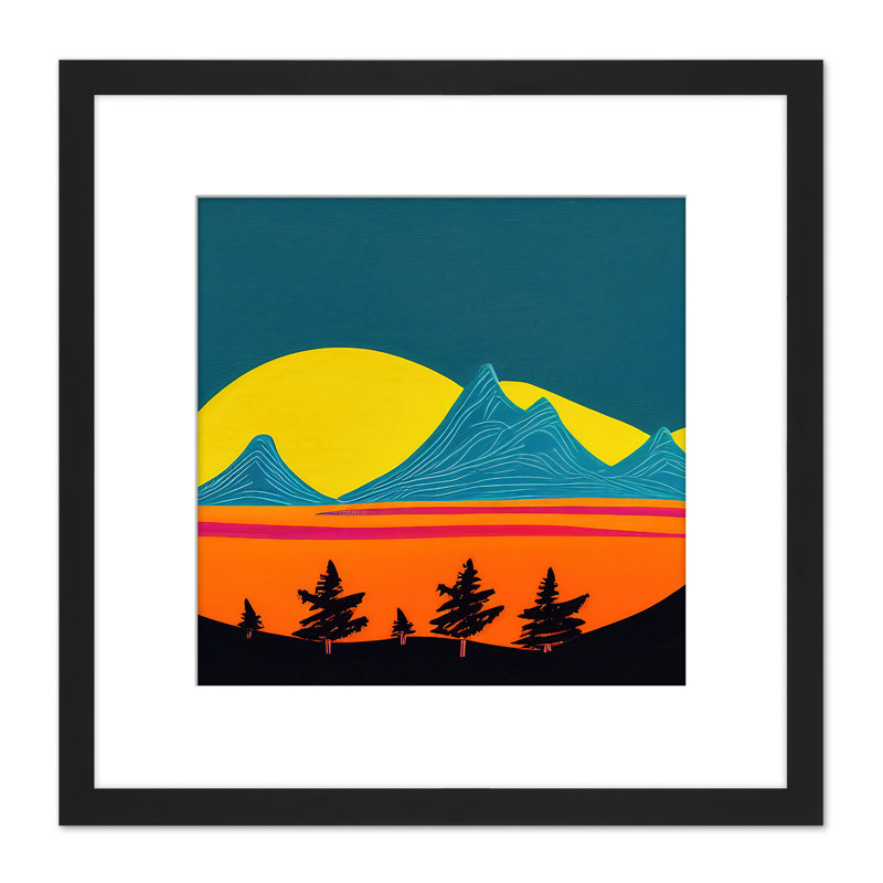 Alps Mountain Range Blue Orange Yellow - Single Picture Frame Print