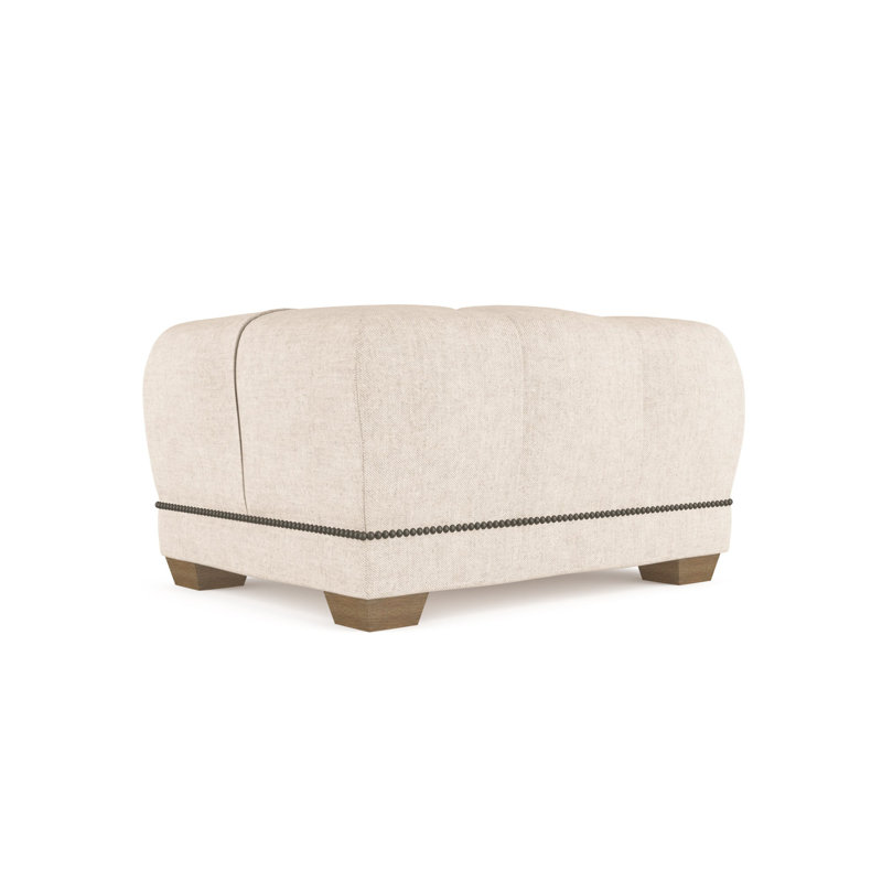 Hudson Ottoman, Plush Velvet Oyster, Weathered