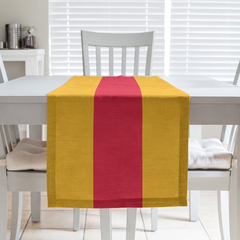 Kansas City Football Stripes Table Runner, 90" L x 16" W, Rose Red/White, Cotton Blend
