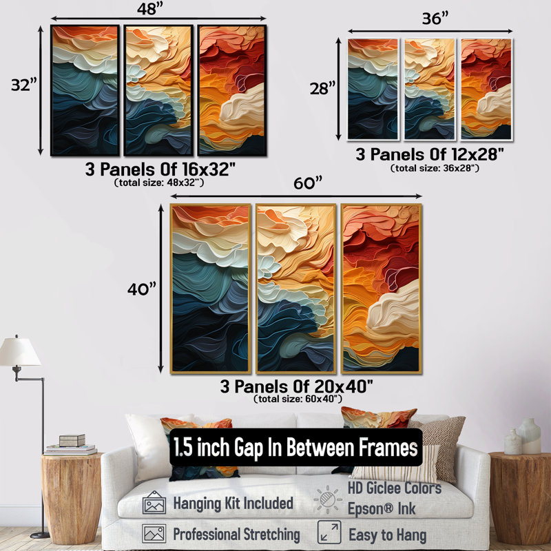 Biomorphism Organic Forms V - 3 Piece Wrapped Canvas Print, Wrapped Canvas, 32" H x 48" W