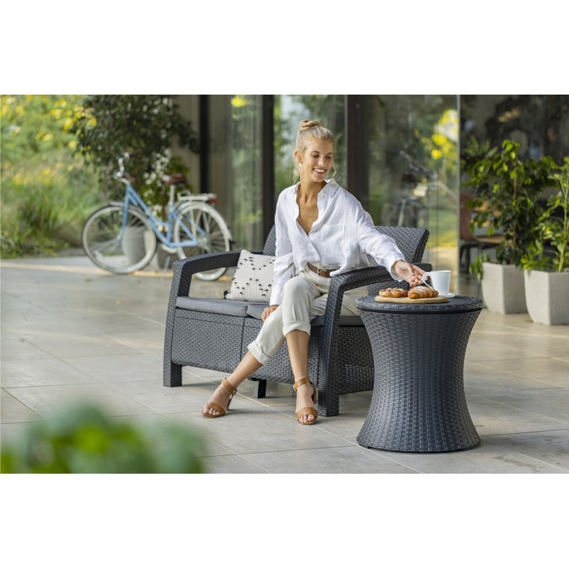 Artem Cool Bar Outdoor Patio Furniture and Side Table with 7.5 Gallon Beer and Wine Cooler Pop-up Cocktail Table 2in 1 Combo