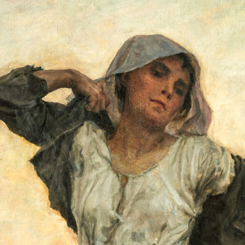 «The Tired Gleaner», 1880, reproduction d'art sur toile, 51.5" H x 37.5" W