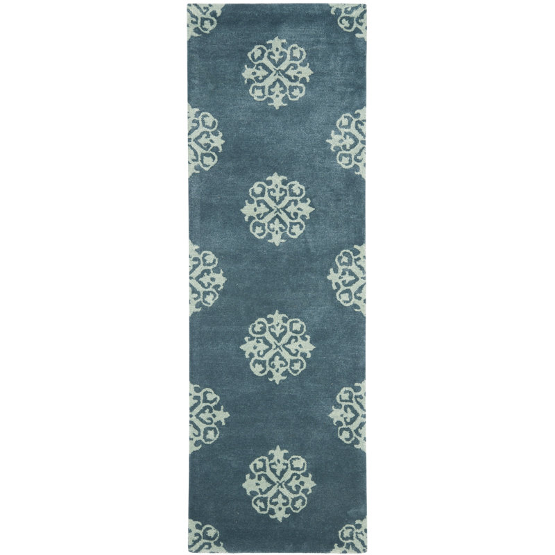 Steve Hand Tufted Wool Damask Rug, Runner 2'6" x 10'