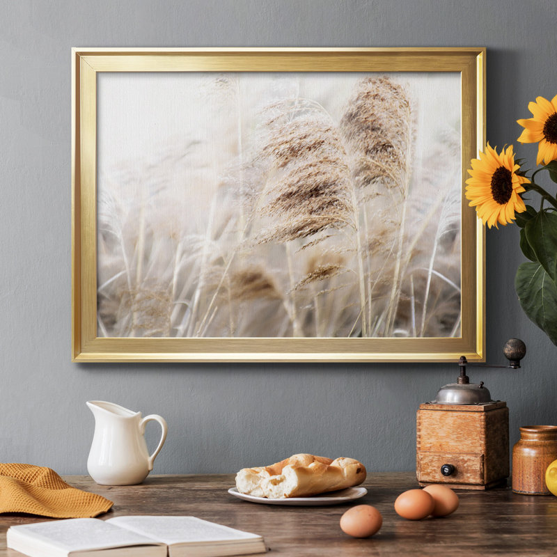 Toile encadrée de qualité supérieure Soft Pampas Breeze - prête à être accrochée, Or, H 26,5 po x l 36,5 po x P 1 po