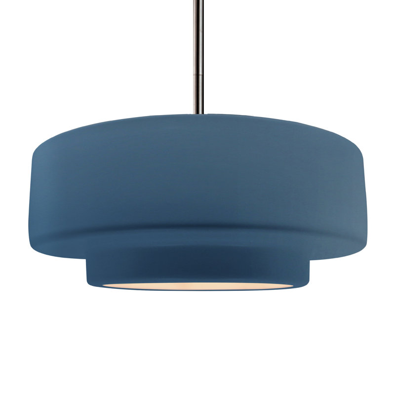 Luminaire suspendu à 1 lumière Meydan, Ciel à minuit / blanc mat, H 6 po x l 16,25 po x P 16,25 po, Nickel brossé