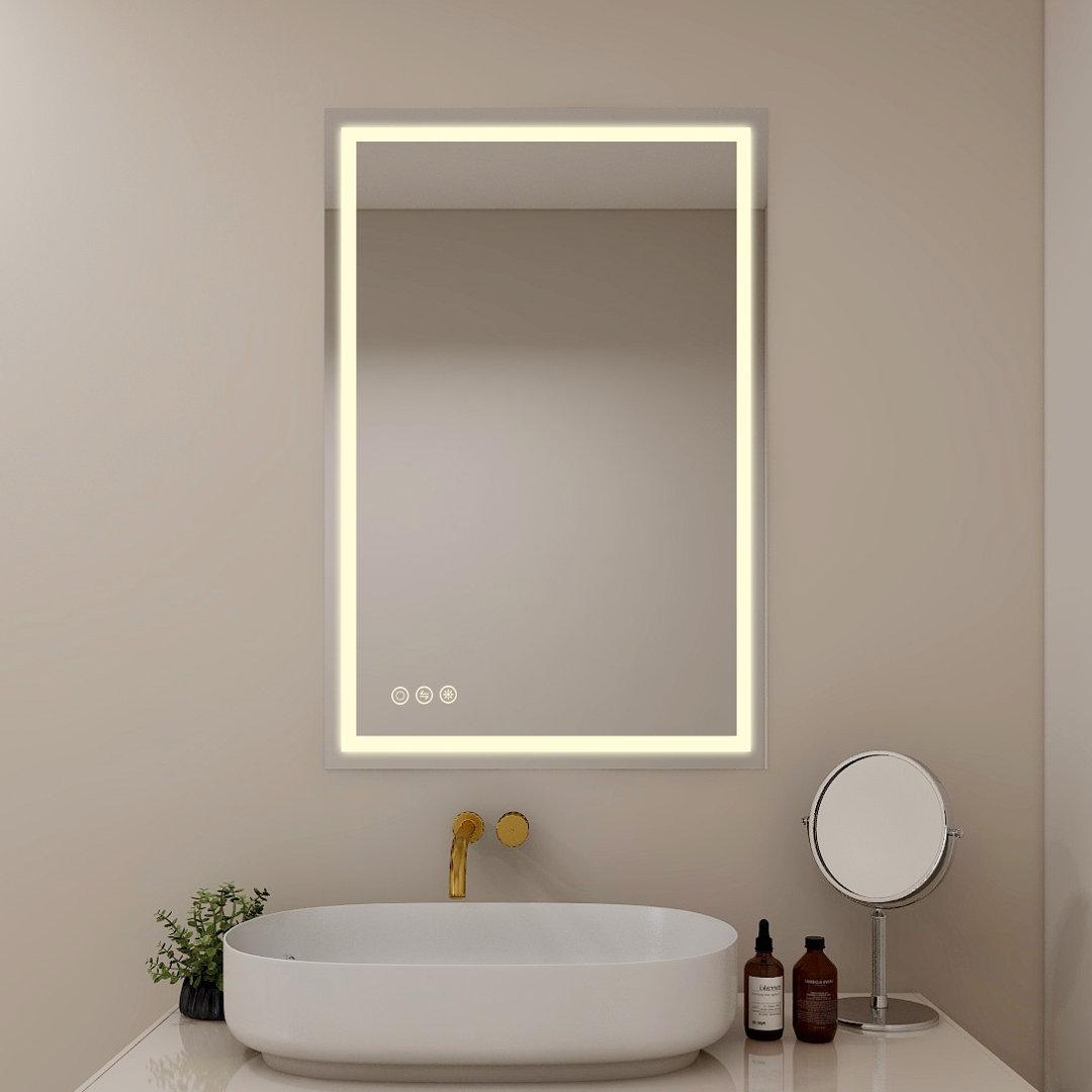Frameless LED Bathroom/Vanity Mirror with Adjustable Brightness, Waterproof and Anti-fog Latitude Run® 