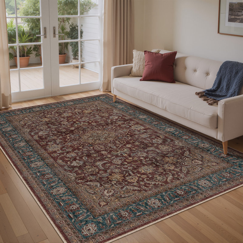 Stella Machine Washable Oriental Area Rug With Non-Slip Backing, Rectangle 3' x 5'