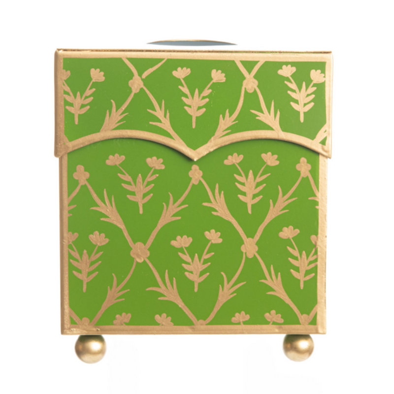 Moss Green & Gold Tulip Tissue Holder