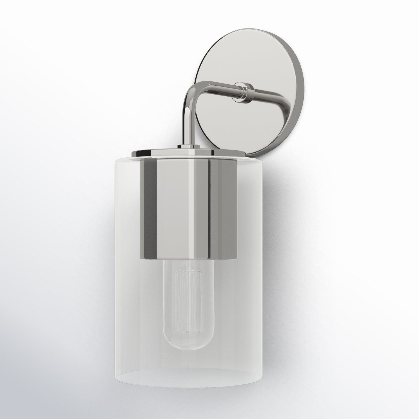 Kassia Single Light Glass Dimmable Armed Sconce, Polished Nickel